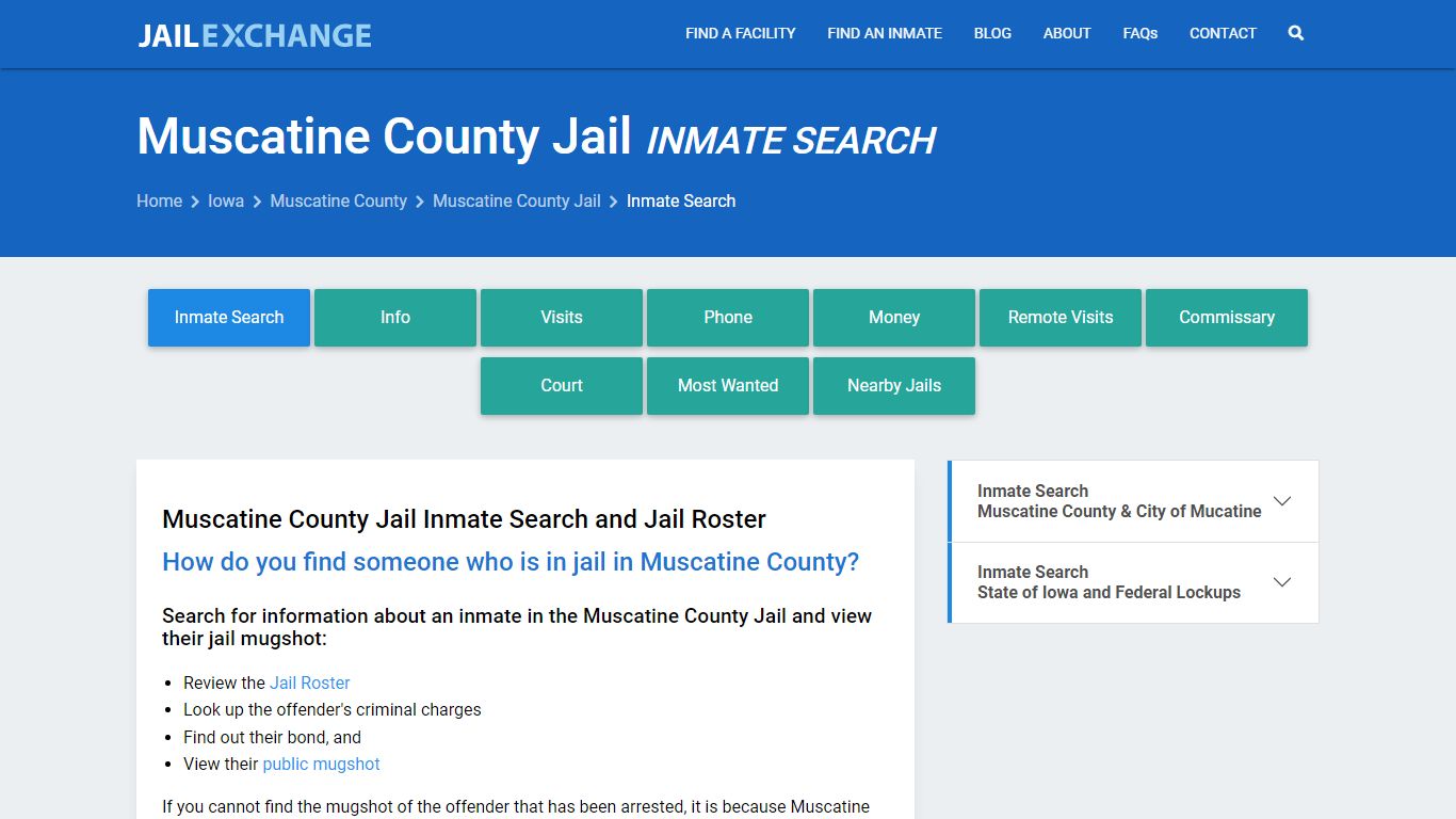 Inmate Search: Roster & Mugshots - Muscatine County Jail, IA